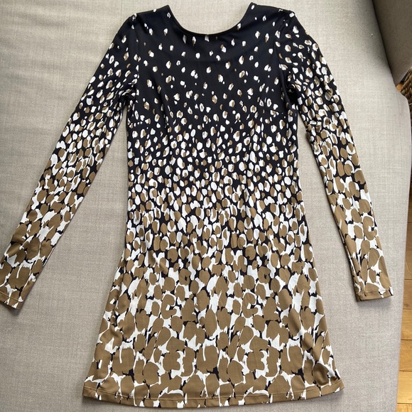 Long Sleeve Mini Leopard Print Dress - Picture 2 of 5